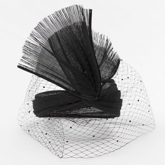 Zara French Netting Birdcage Rhinestone Veil Headpiece NWT - Picture 3 of 5